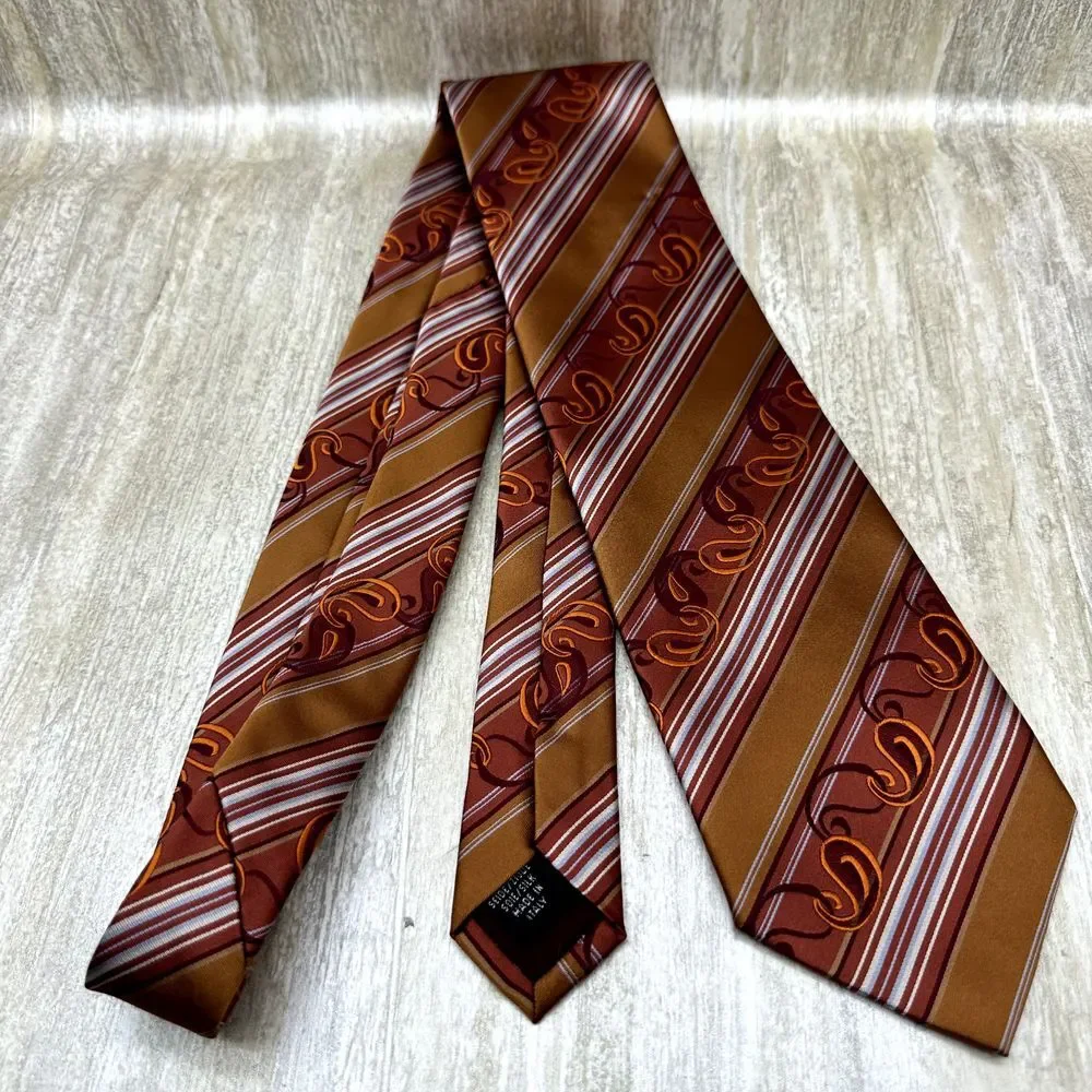 GIANNI VERSACE Men's 100% Silk Necktie SPAIN‎ Luxury Vertical Striped Abstract